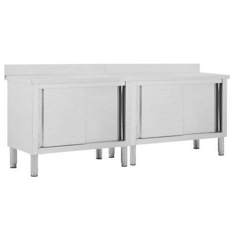  Stoły robocze, przesuwne drzwi 2 szt., 240x50x(95-97) cm, stal