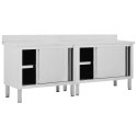  Stoły robocze, przesuwne drzwi 2 szt., 240x50x(95-97) cm, stal