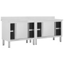  Stoły robocze, przesuwne drzwi 2 szt., 240x50x(95-97) cm, stal