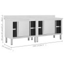  Stoły robocze, przesuwne drzwi 2 szt., 240x50x(95-97) cm, stal