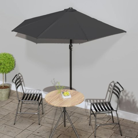 VidaXL Półparasol balkonowy na słupku z aluminium, 270x144cm, antracyt