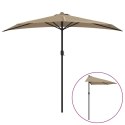 VidaXL Półparasol balkonowy na słupku z aluminium, 270x144 cm, taupe