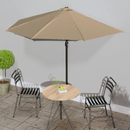 VidaXL Półparasol balkonowy na słupku z aluminium, 300x155 cm, taupe