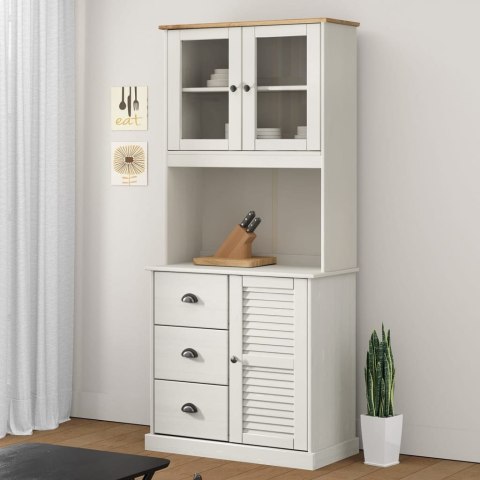 Kredens VIGO, biały, 78x40x175 cm, lite drewno sosnowe Kredens VIGO, biały, 78x40x175 cm, lite drewno sosnowe
