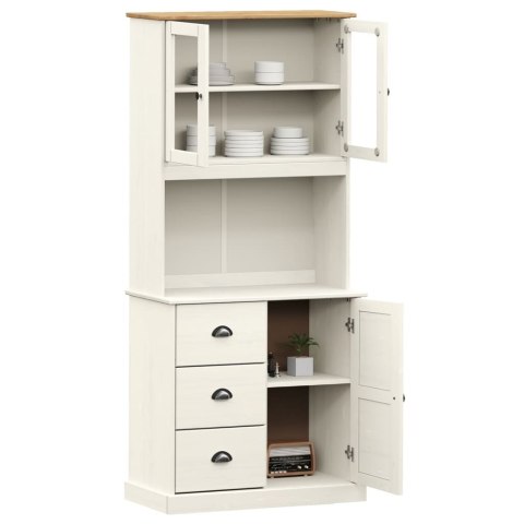 Kredens VIGO, biały, 78x40x175 cm, lite drewno sosnowe Kredens VIGO, biały, 78x40x175 cm, lite drewno sosnowe