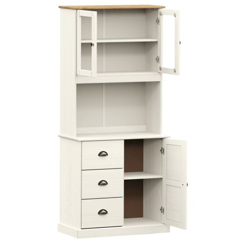 Kredens VIGO, biały, 78x40x175 cm, lite drewno sosnowe Kredens VIGO, biały, 78x40x175 cm, lite drewno sosnowe
