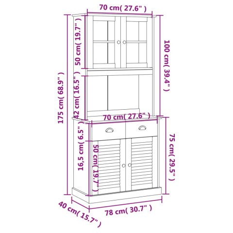 Kredens VIGO, szary, 78x40x175 cm, lite drewno sosnowe Kredens VIGO, szary, 78x40x175 cm, lite drewno sosnowe