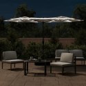 VidaXL Parasol ogrodowy podwójny z LED, piaskowa biel, 316x240 cm