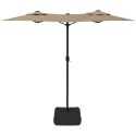 VidaXL Parasol ogrodowy podwójny z LED, taupe, 316x240 cm