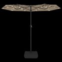 VidaXL Parasol ogrodowy podwójny z LED, taupe, 316x240 cm