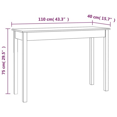 Stolik konsolowy, biały, 110x40x75 cm, lite drewno sosnowe Stolik konsolowy, biały, 110x40x75 cm, lite drewno sosnowe