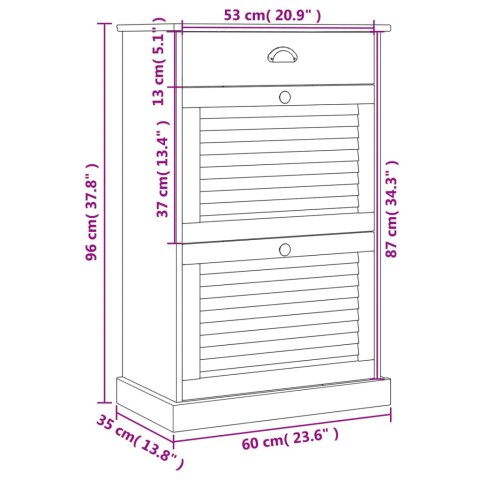 Szafka na buty VIGO, 60x35x96 cm, biała, lite drewno sosnowe Szafka na buty VIGO, 60x35x96 cm, biała, lite drewno sosnowe