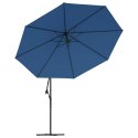 VidaXL Parasol wiszący z lampkami LED, lazurowy, 350 cm