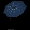 VidaXL Parasol wiszący z lampkami LED, lazurowy, 350 cm