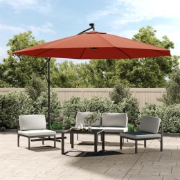 VidaXL Parasol wiszący z lampkami LED, terakota, 350 cm