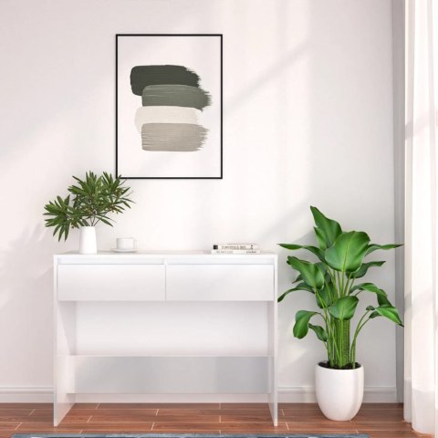 Stolik konsolowy, biały, 100x35x76,5 cm, płyta wiórowa Stolik konsolowy, biały, 100x35x76,5 cm, płyta wiórowa
