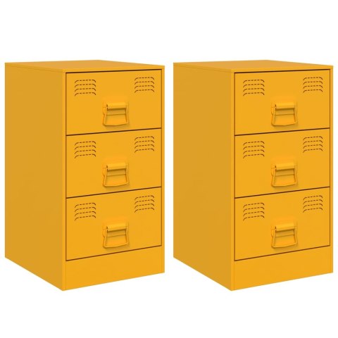 Szafki nocne, 2 szt., musztardowe, 34,5x39x62 cm, stal Szafki nocne, 2 szt., musztardowe, 34,5x39x62 cm, stal