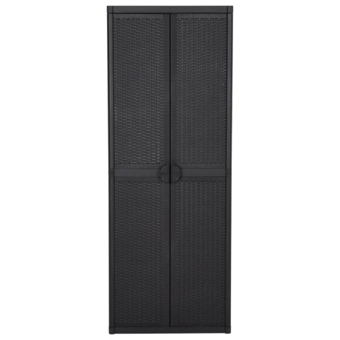 Szafa ogrodowa, czarna, 65x45x172 cm, rattan PP Szafa ogrodowa, czarna, 65x45x172 cm, rattan PP