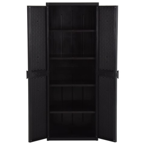 Szafa ogrodowa, czarna, 65x45x172 cm, rattan PP Szafa ogrodowa, czarna, 65x45x172 cm, rattan PP