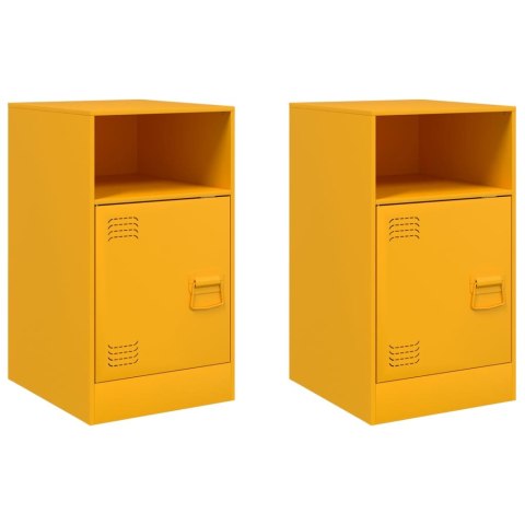 Szafki nocne, 2 szt., musztardowe, 34,5x39x62 cm, stal Szafki nocne, 2 szt., musztardowe, 34,5x39x62 cm, stal