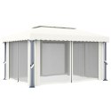 VidaXL Altana ogrodowa z zasłonami, 4 x 3 m, kremowa, aluminium