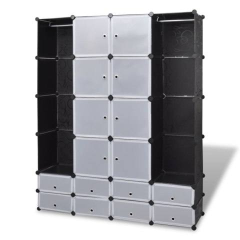 Szafa modułowa, 18 przegród, czarno-biała, 37 x 146 x 180,5 cm Szafa modułowa, 18 przegród, czarno-biała, 37 x 146 x 180,5 cm