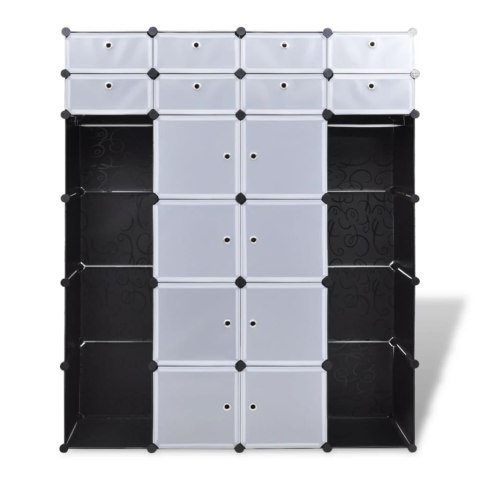 Szafa modułowa, 18 przegród, czarno-biała, 37 x 146 x 180,5 cm Szafa modułowa, 18 przegród, czarno-biała, 37 x 146 x 180,5 cm