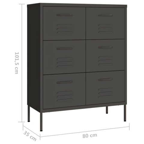 Szafka z szufladami, antracytowa, 80x35x101,5 cm, stalowa Szafka z szufladami, antracytowa, 80x35x101,5 cm, stalowa