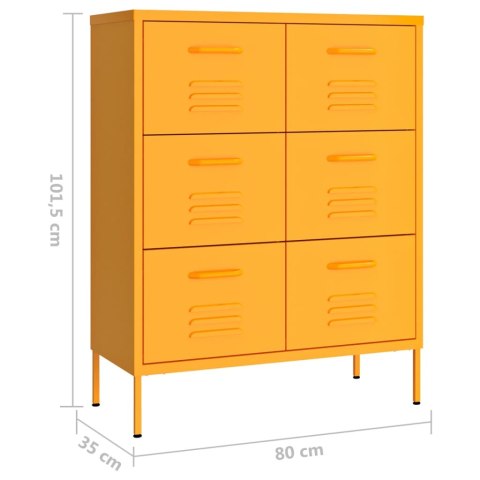 Szafka z szufladami, musztardowa, 80x35x101,5 cm, stalowa Szafka z szufladami, musztardowa, 80x35x101,5 cm, stalowa
