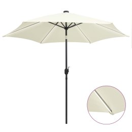 VidaXL Parasol ogrodowy z LED i aluminiowym słupkiem, 300 cm, piaskowy