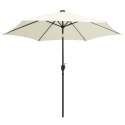 VidaXL Parasol ogrodowy z LED i aluminiowym słupkiem, 300 cm, piaskowy