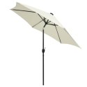 VidaXL Parasol ogrodowy z LED i aluminiowym słupkiem, 300 cm, piaskowy