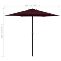 VidaXL Parasol ogrodowy na słupku aluminiowym, 270x246 cm, bordowy