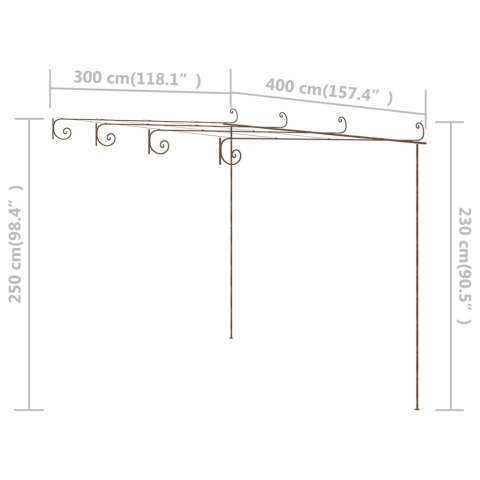 Pergola ogrodowa, antyczny brąz, 4x3x2,5 m, żelazo Pergola ogrodowa, antyczny brąz, 4x3x2,5 m, żelazo