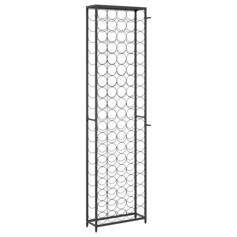Stojak na 95 butelek, czarny, 54x18x200 cm, kute żelazo Stojak na 95 butelek, czarny, 54x18x200 cm, kute żelazo