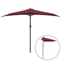 VidaXL Półparasol balkonowy, aluminiowy słupek, bordo, 300x155x223 cm