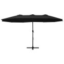 VidaXL Parasol ogrodowy na słupku aluminiowym, 460 x 270 cm, czarny