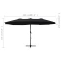 VidaXL Parasol ogrodowy na słupku aluminiowym, 460 x 270 cm, czarny