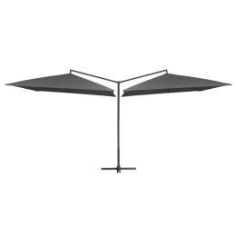 VidaXL Podwójny parasol na stalowym słupku, 250 x 250 cm, antracytowy