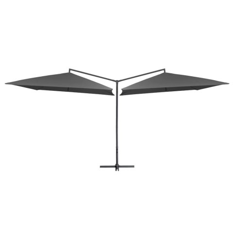 VidaXL Podwójny parasol na stalowym słupku, 250 x 250 cm, antracytowy