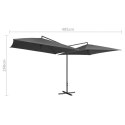 VidaXL Podwójny parasol na stalowym słupku, 250 x 250 cm, antracytowy