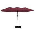 VidaXL Podwójny parasol ogrodowy z LED, bordowy, 449x245 cm