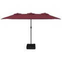 VidaXL Podwójny parasol ogrodowy z LED, bordowy, 449x245 cm