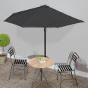 VidaXL Półparasol balkonowy, aluminiowy słupek, czarny, 300x155x223 cm