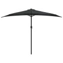 VidaXL Półparasol balkonowy, aluminiowy słupek, czarny, 300x155x223 cm