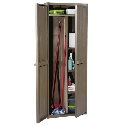 Szafka ogrodowa, brązowa 65x45x172 cm, PP stylizowane na drewno Szafka ogrodowa, brązowa 65x45x172 cm, PP stylizowane na drewno