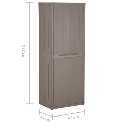Szafka ogrodowa, brązowa 65x45x172 cm, PP stylizowane na drewno Szafka ogrodowa, brązowa 65x45x172 cm, PP stylizowane na drewno