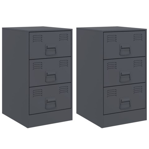 Szafki nocne, 2 szt., antracytowe, 34,5x39x62 cm, stal Szafki nocne, 2 szt., antracytowe, 34,5x39x62 cm, stal