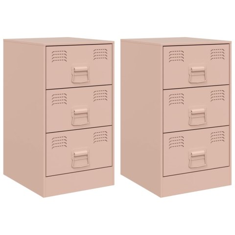 Szafki nocne, 2 szt., różowe, 34,5x39x62 cm, stal Szafki nocne, 2 szt., różowe, 34,5x39x62 cm, stal