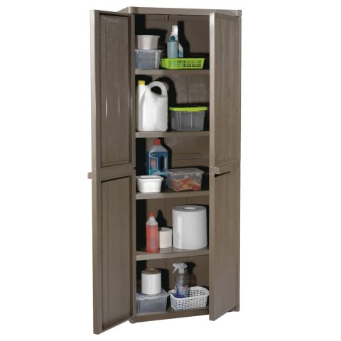 Szafka ogrodowa, brązowa 65x45x172 cm, PP stylizowane na drewno Szafka ogrodowa, brązowa 65x45x172 cm, PP stylizowane na drewno